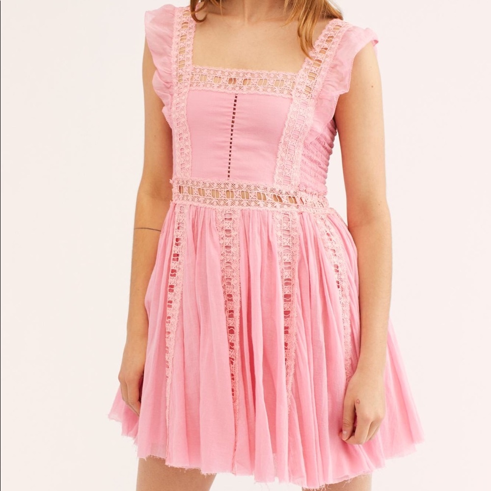 Free People Verona lace trim mini dress